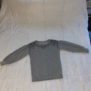 American Eagle grey, lace detailed crew neck